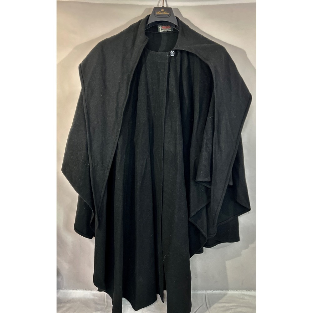 Molina Jimmy Hourihan Wool-Cashmere Poncho Hooded Cape Women Black Sleeveless
